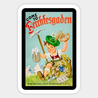 Vintage German Tourism - Come to Berchtesgaden - Yesteryear Designs Sticker